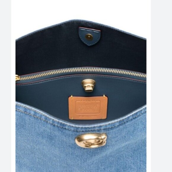 COACH Willow denim small bucket shoulder crossbody bag - BLUE - Picture 5 of 14